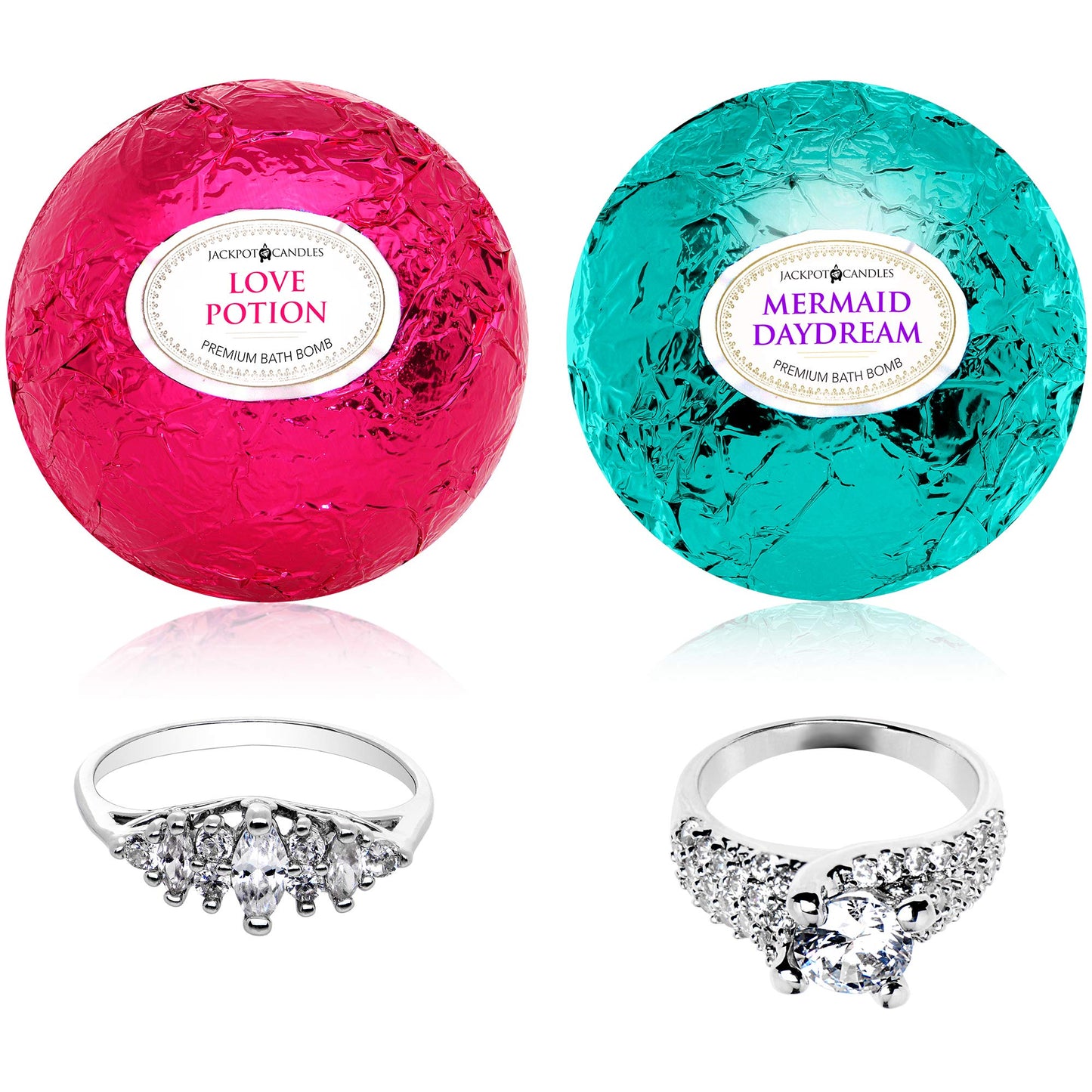 Mermaid Love Potion Bath Bombs Gift Set of 2 with Ring Surprise Inside Each Made in USA Beauty & Personal Care Jackpot Candles