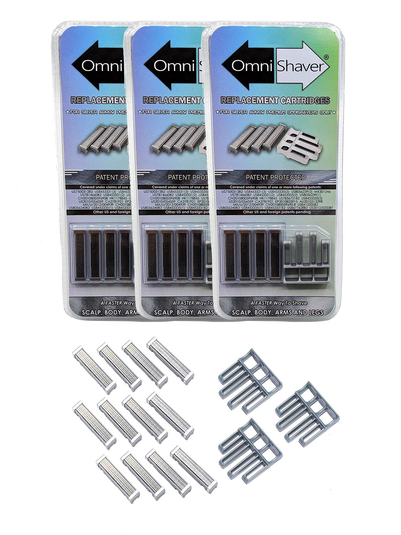 3 Pack Premium Omnishaver Replacement Cartridge Refill Kit with One Blade Removal Tool - An Alternative to Disposable, Self Cleans & Strops During Use Beauty and Personal Care OmniShaver