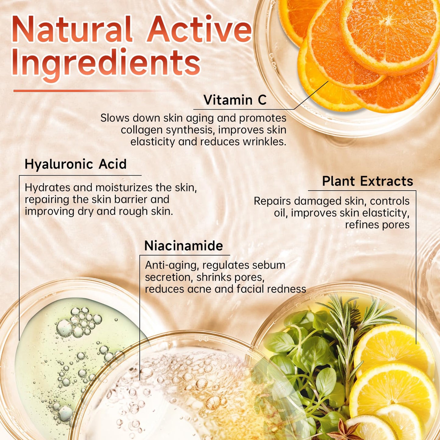 Vitamin C Face Serum, Hyaluronic Acid + Niacinamide + Ascorbic Acid, Anti Aging Facial Serum Ampoules for Wrinkles, Firmness & Moisturizing, Organic Beauty & Personal Care mopayzer