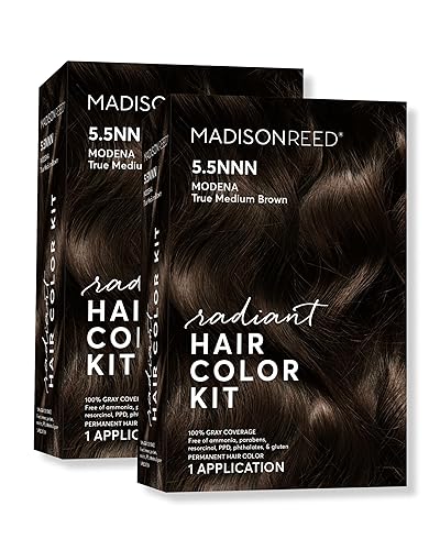 Madison Reed Radiant Hair Color Kit - 5.5NNN Dark Brown with Warm Golden Tones (Modena Brown), 100% Gray Hair Coverage Permanent Hair Dye Beauty & Personal Care Madison Reed