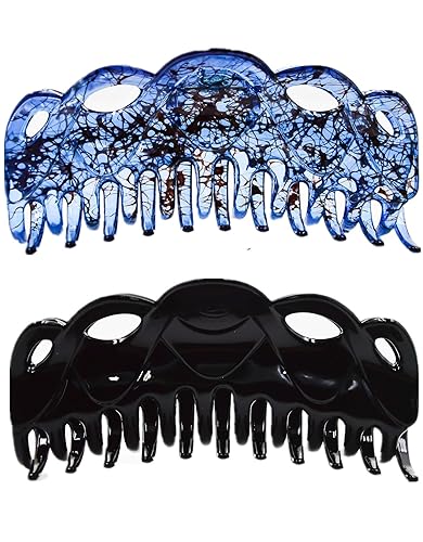 Prettyou 5.5 Inches Large Crystal Plastic Hair Claw Banana Clips for Thick Hair Women,pack of 2 (Set1) Beauty & Personal Care Prettyou