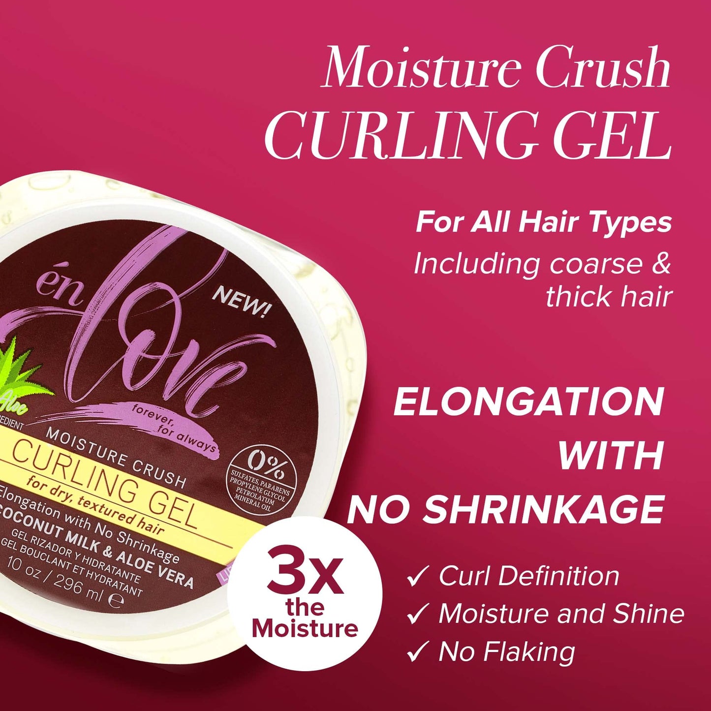 én Love Moisture Crush Curling Gel with Natural Coconut Milk & Pure Aloe Vera for Curly or Wavy Hair | Non-Flaking & Alcohol-Free | Defines Curls Beauty & Personal Care én Love