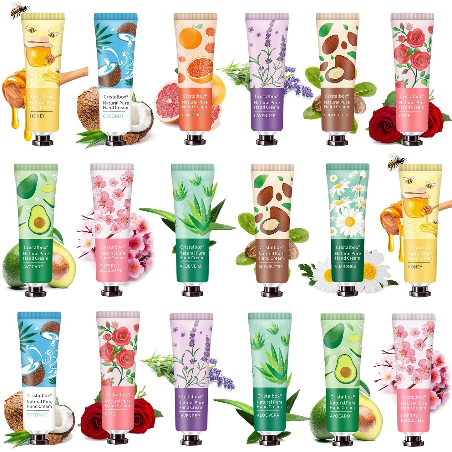 CRISTALBOX 18 Pack Hand Cream Gift for Women,Stocking Stuffers for Women,Teen Girls,Christmas Gifts Bulk Gifts,Small Gifts,Mini Moisturizing Hand Beauty & Personal Care CRISTALBOX