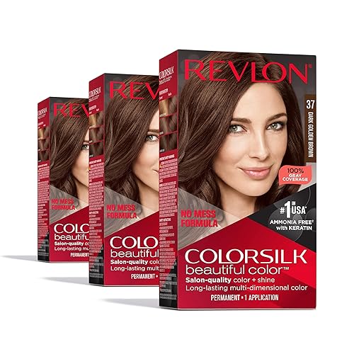 Revlon Colorsilk Beautiful Color Permanent Hair Color, (OLD VERSION) 37 Dark Golden Brown (Pack of 3) Beauty & Personal Care REVLON