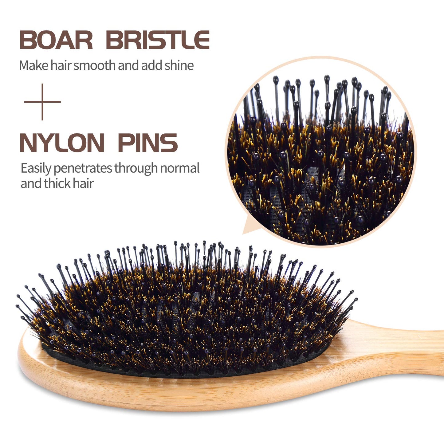 BOMEIYI Boar Bristle Hair Brush for Thick Curly Thin Long Short Wet or Dry Hair, Adds Shine and Makes Hair Smooth, Best Paddle Hair Brush for Men Beauty & Personal Care Bomeiyi