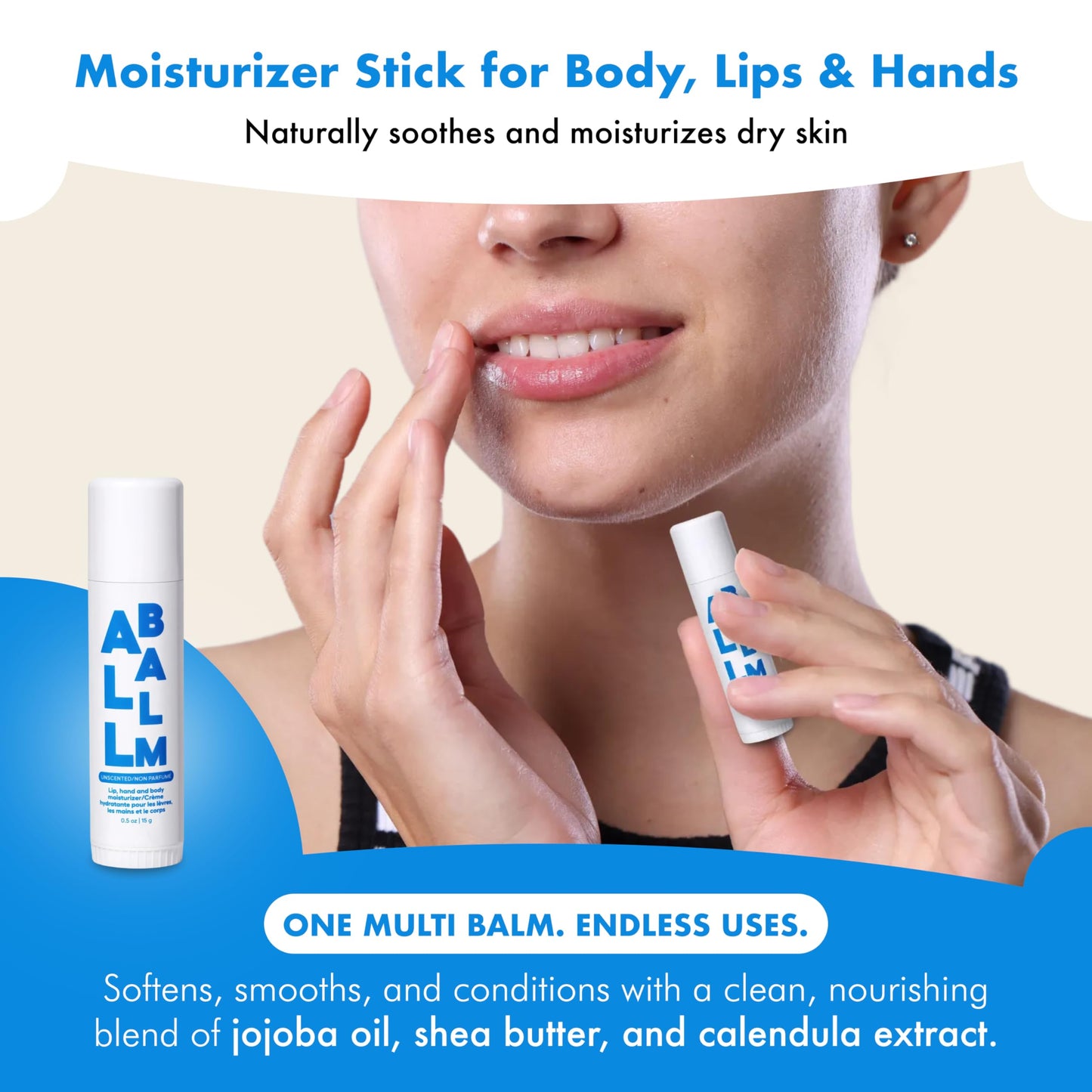 Zizia Unscented Giant Multi All Balm Stick - Moisturizing and Hydrating Stick for Lips, Hands & Body - with Shea Butter, Jojoba Oil, Aloe Vera Beauty and Personal Care Zizia Botanicals