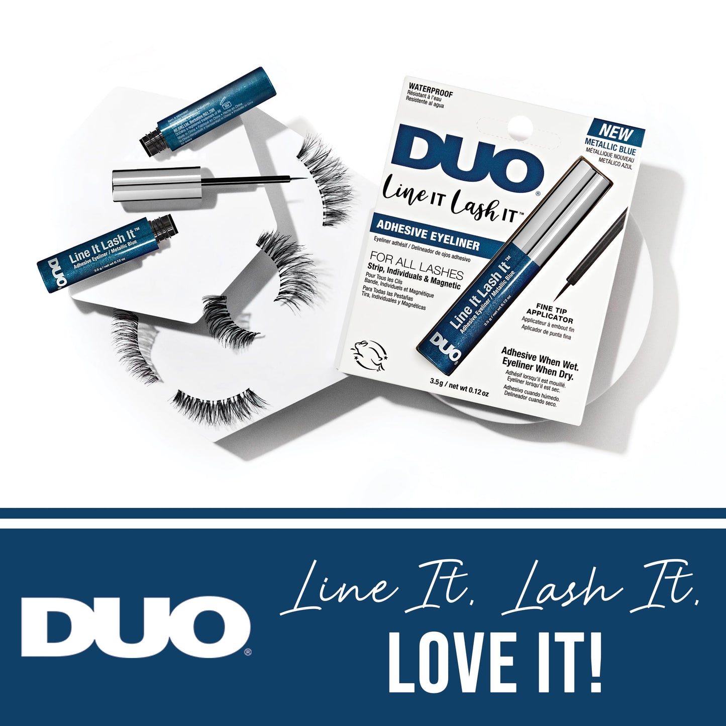 DUO Line It Lash It Lash Glue Liner - Metallic Blue, 2-in-1 Eyeliner & Eyelash Adhesive for Strip & Cluster Lashes, 0.12 oz Beauty & Personal Care DUO