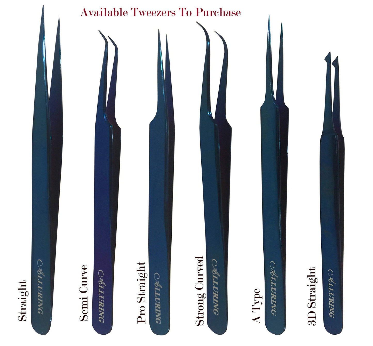 Alluring TITANIUM BLUE Tweezers for Eyelash Extension for Volume Lashes 3D, 5D & 6D lashes - A TYPE STRAIGHT TWEEZERS Beauty and Personal Care Alluring