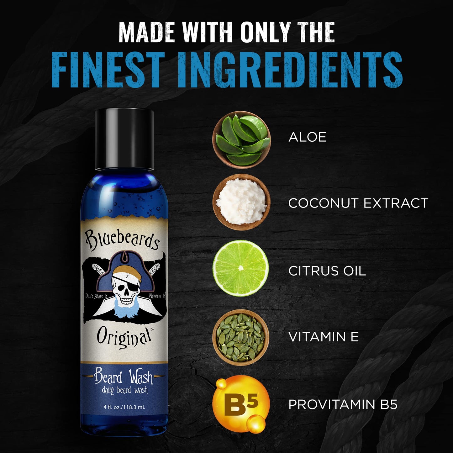 Beard Wash for Men - 4 oz Bluebeards Original Natural Beard Wash and Beard Moisturizer, Infused with Aloe & Lime - Deeply Cleans, Softens, Beauty & Personal Care Bluebeards Original