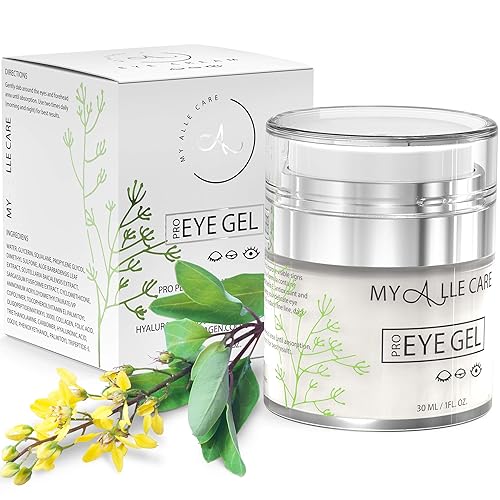 Eye Gel with Hyaluronic Acid, Reduce Dark Circles, Puffiness and Eye Bags. Anti Wrinkle Under Eye Treatment, Hydrating Gel with Collagen, Aloe Beauty & Personal Care My Alle Care