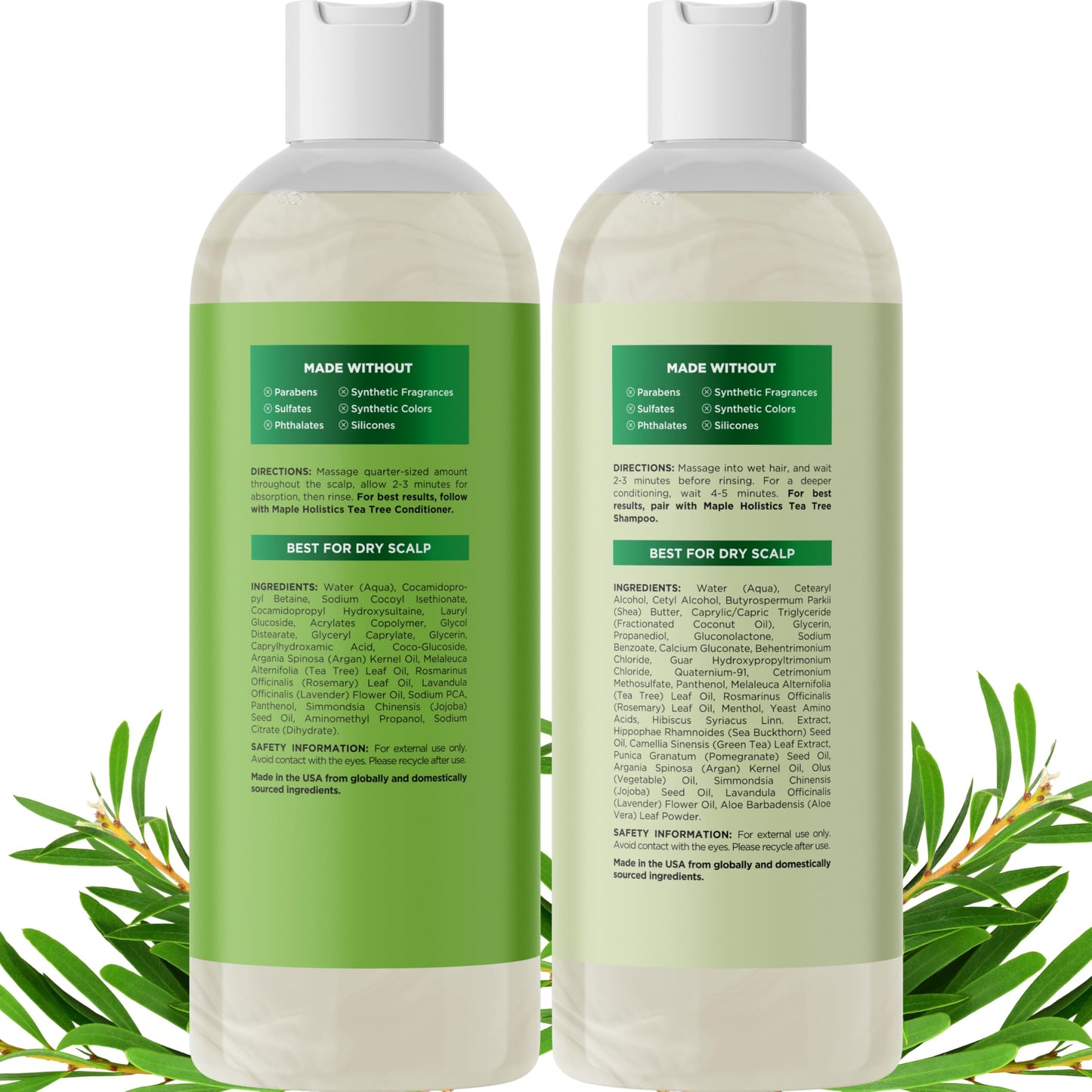 Tea Tree Shampoo and Conditioner Set - Sulfate Free Clarifying Shampoo and Conditioner for Oily Hair & Scalp Care with Cleansing Tea Tree Oil Beauty & Personal Care Maple Holistics