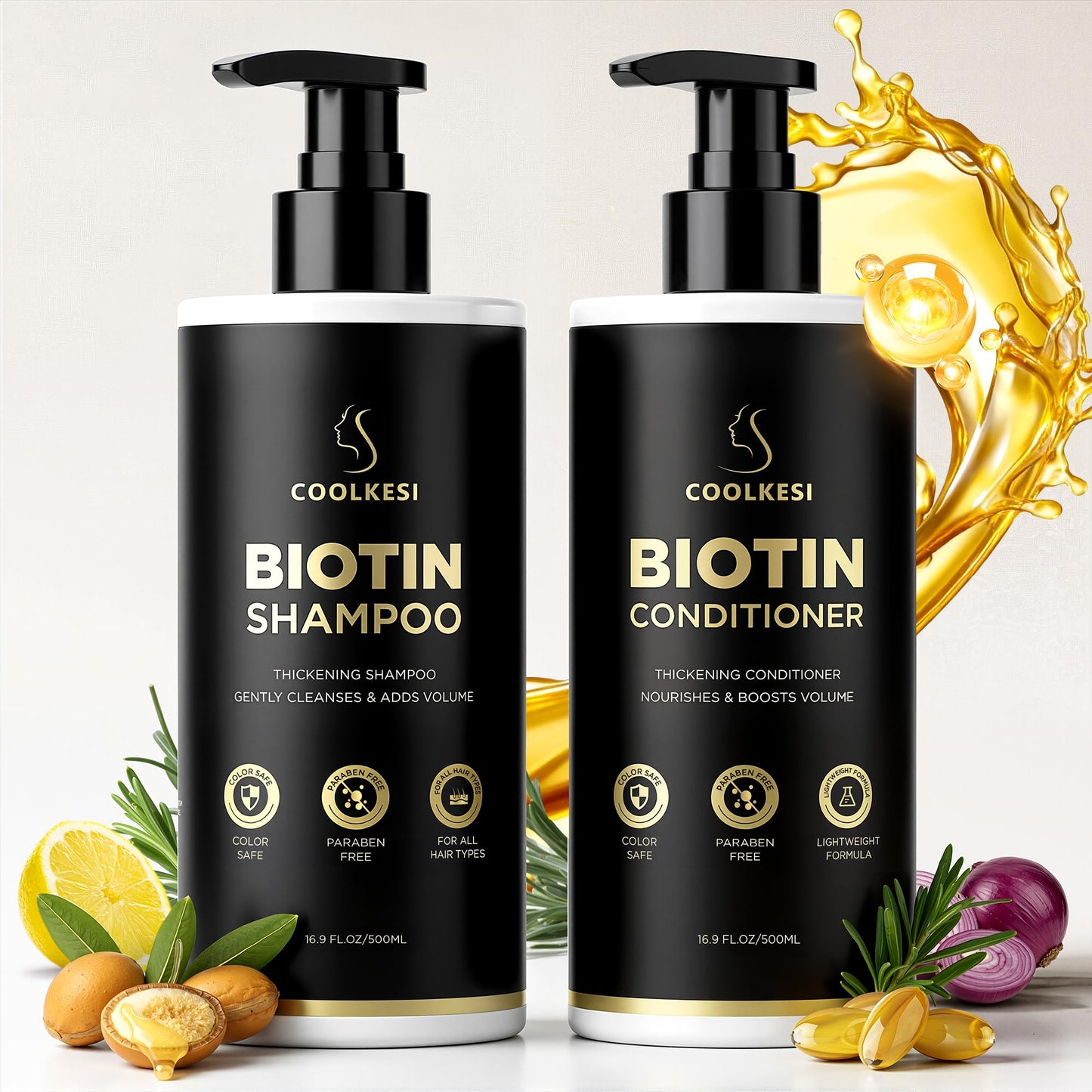 COOLKESI Tripeptide-Infused Biotin Hair Growth Shampoo and Conditioner Set, Onion Anti-Loss Volumizing Moisturizing Treatment for Soft Shine Hair Beauty & Personal Care COOLKESI