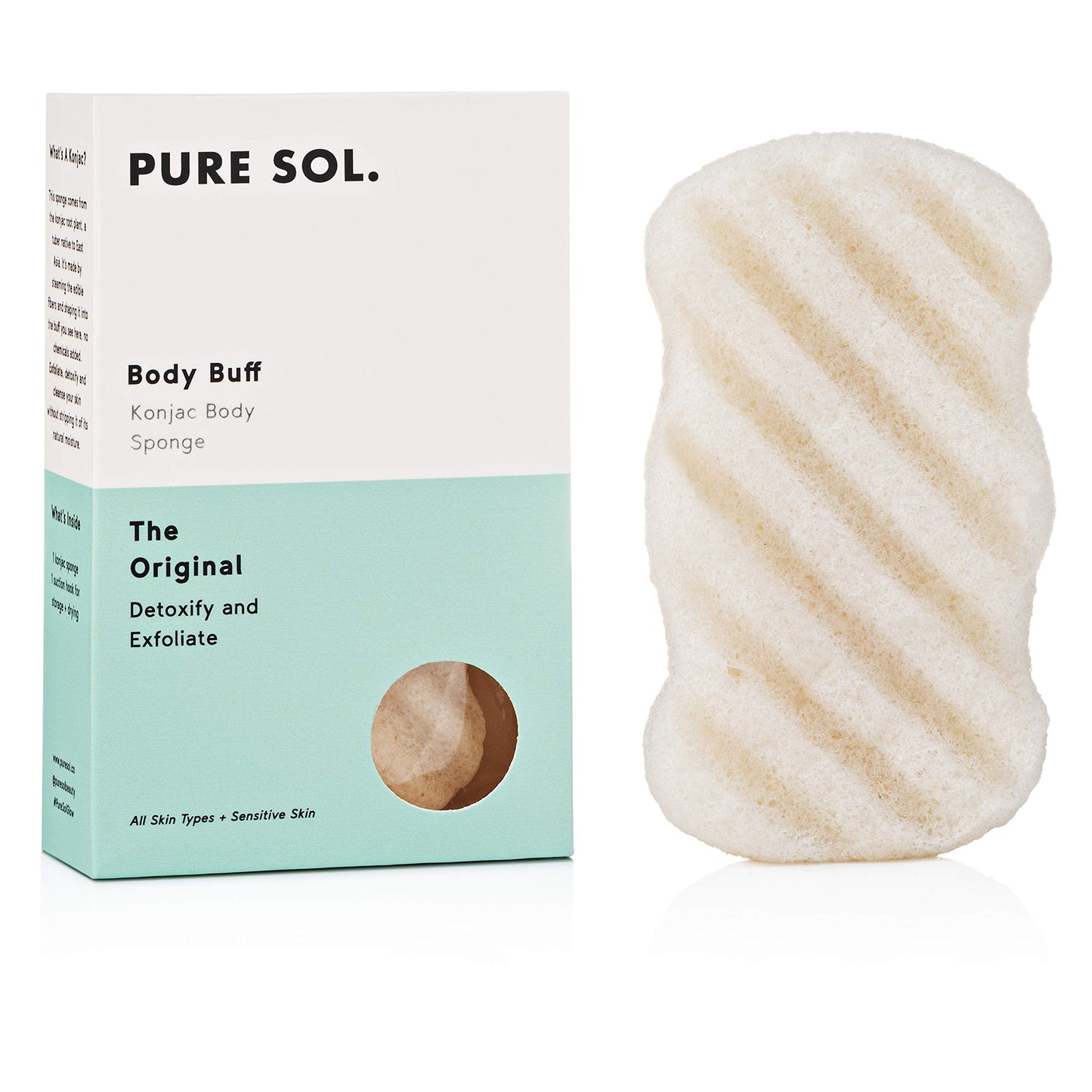 Pure SOL. Konjac Exfoliating Bath Sponge - Original Exfoliator Sponge - Konjac Sponge for Sensitive Skin - Deep Cleansing, Clean Pores, Remove Beauty and Personal Care pureSOL