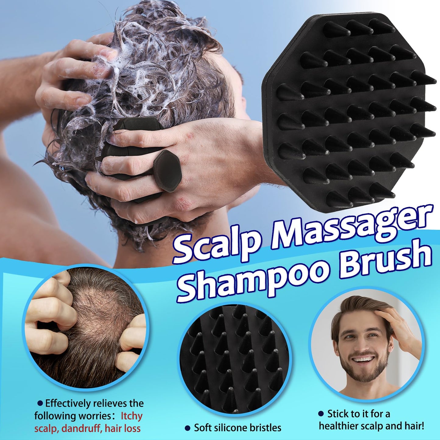 3 Soft Silicone Scrubbers - Body Exfoliating Brush Skin Massage Shower Scrubber Body Buffer, with Super Soft Handheld Facial Cleansing Brush, Beauty and Personal Care kullder