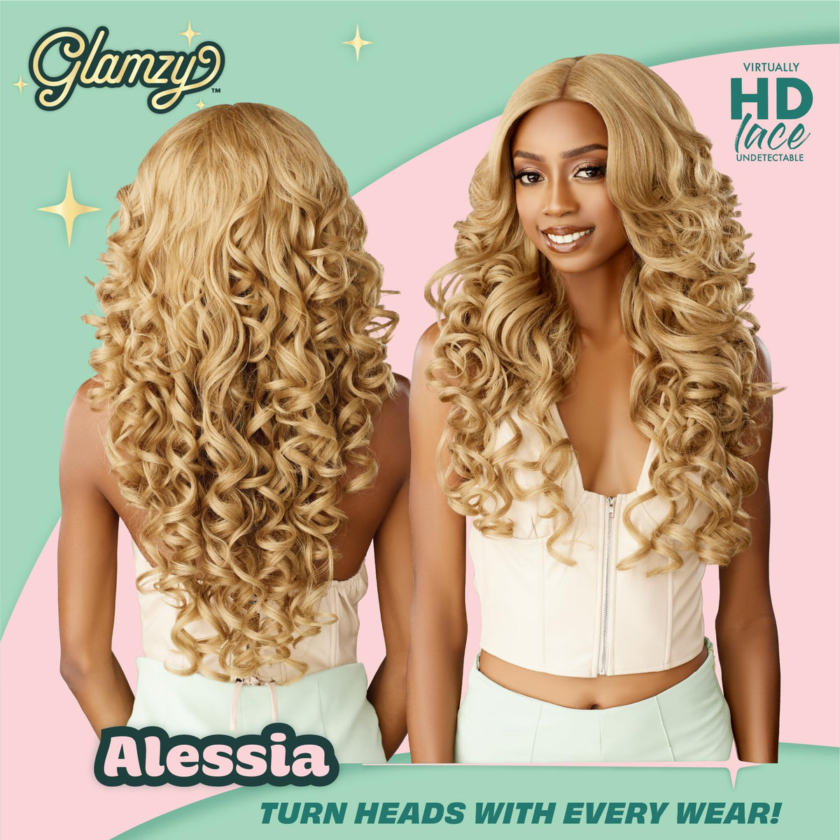 Sensationnel Glamzy Lace Part Wig-Alessia, LIGHTGOLDENBLONDE