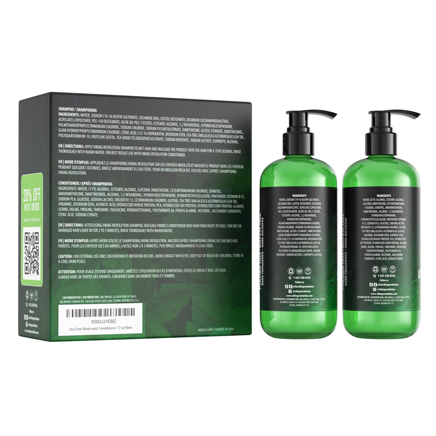 Viking Revolution Tea Tree Shampoo and Conditioner Set - Hydrates, Moisturizes & Soothes Dry and Itchy Scalps - With Natural Tea Tree Oil - 17 oz Beauty & Personal Care Viking Revolution