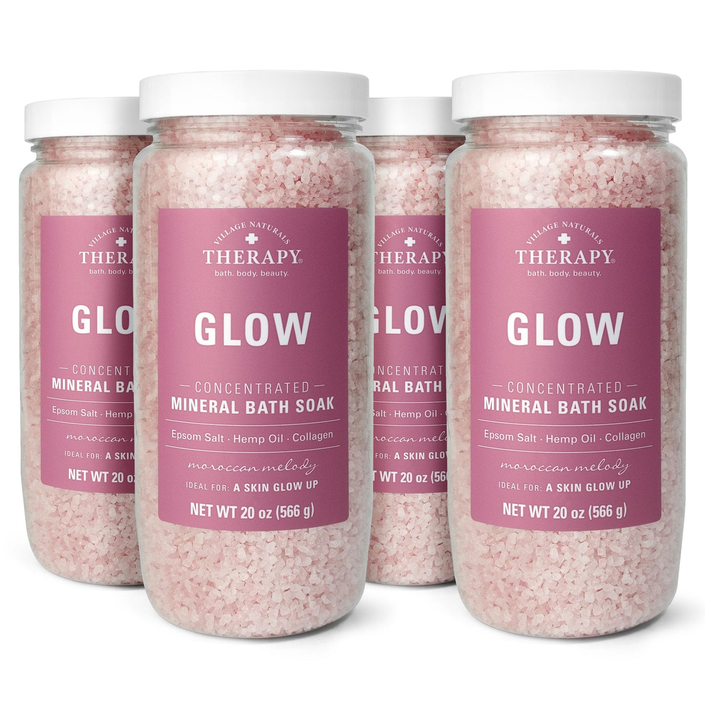 Village Naturals Therapy Glow Concentrated Mineral Bath Soak, Moroccan Melody Scent, 20 oz, Pack of 4 Beauty and Personal Care Village Naturals Therapy
