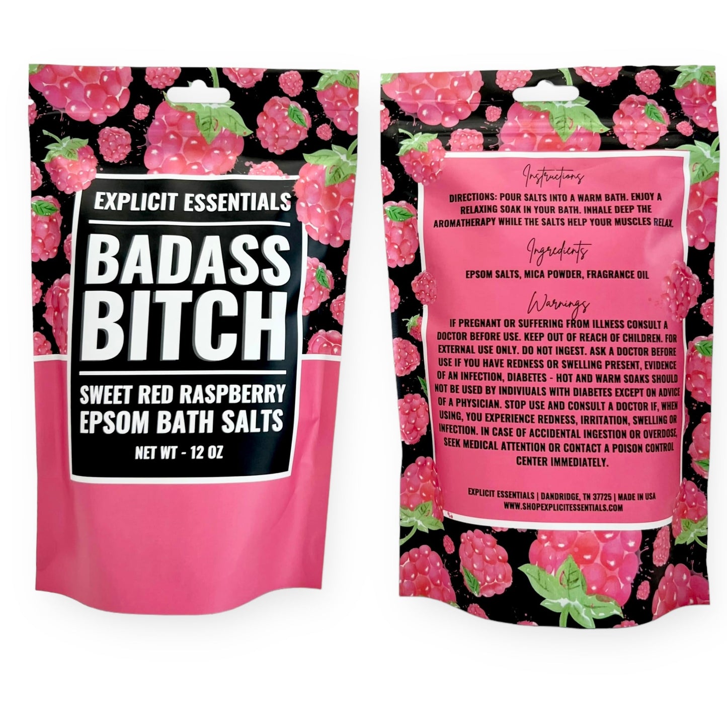 Explicit Essentials Bath Salts for Women, 12oz Raspberry Epsom Salts Beauty and Personal Care Explicit Essentials