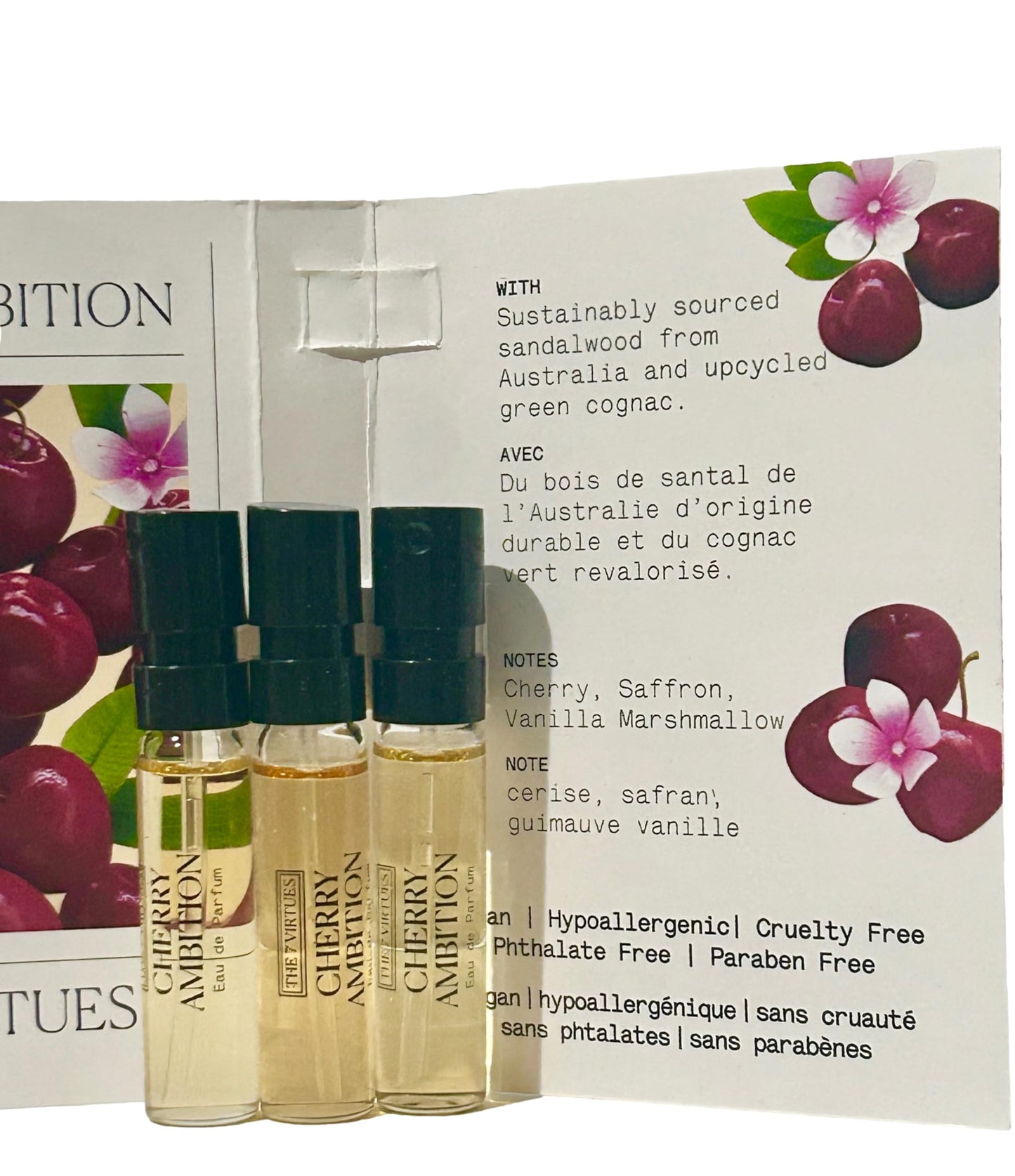 The 7 virtues CHERRY AMBITION Sample Perfume Women Pour Femme EDP Spray 1.7 ml oz - set of 3 (0744) Beauty & Personal Care The 7 virtues