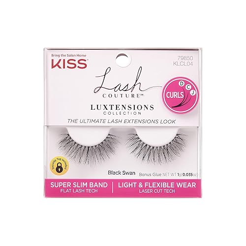 KISS Lash Couture LuXtensions Collection False Eyelashes, Flat Lash Technology, Super Slim Lash Band, Real Lash Extension Fibers, Reusable, Style Beauty & Personal Care KISS
