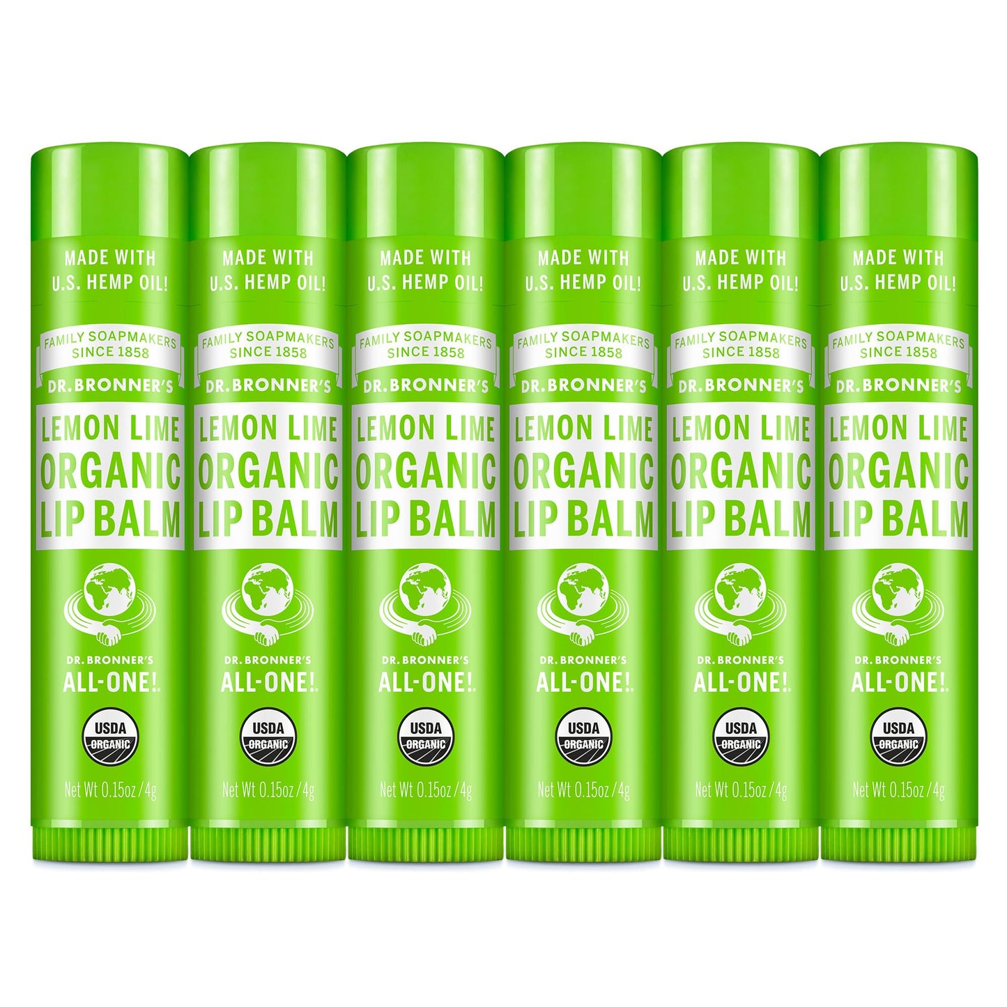 Dr. Bronner’s Organic Lip Balm 6-Pack (.15oz) Natural, Moisturizinging, Petroleum-Free Lip Balm with Beeswax & Avocado Oil for Dry Lips, Men & Women Beauty and Personal Care Dr. Bronner's