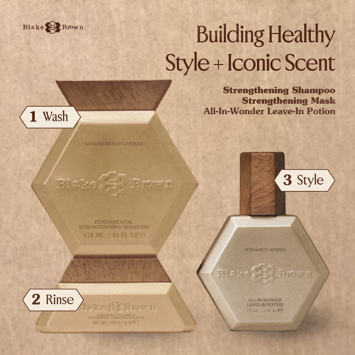 BLAKE BROWN | Fundamental Strengthening Shampoo - Sandalwood Vanille | 14 FL OZ