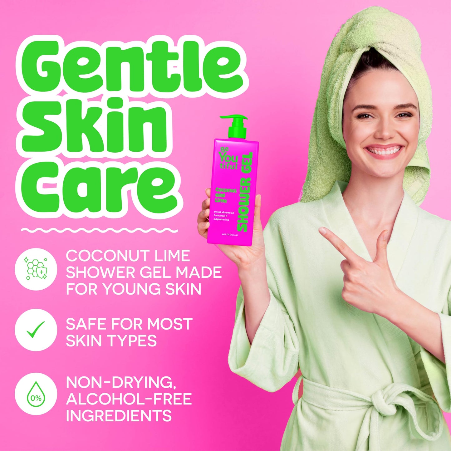 BeYoutiful Coconut Lime Body Wash Soap for Teens and KIds, Moisturizing Natural Ingredients for Sensitive Skin, Hydrating Shower Gel, Cruelty Free Beauty & Personal Care BeYoutiful