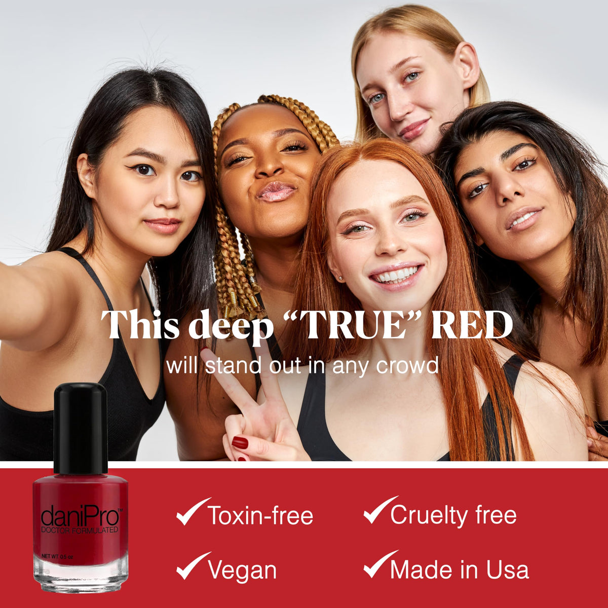 daniPro Doctor Formulated Nail Polish Always Be True - Deep Red Fingernail Polish & Toenail Polish, 0.5 oz with Undecylenic Acid, Biotin & Vitamins Beauty & Personal Care daniPro