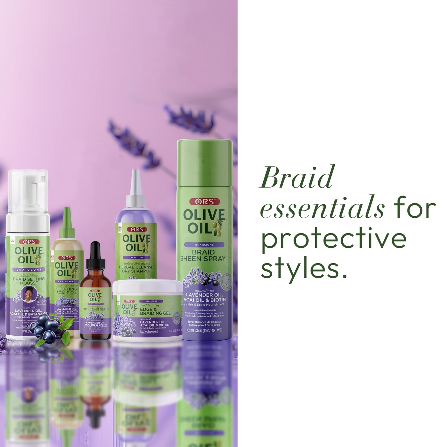 ORS Olive Oil Braidzone Braid Setting Mousse with Lavender, Acai & Batana Oil 7 Ounces Beauty & Personal Care ORS