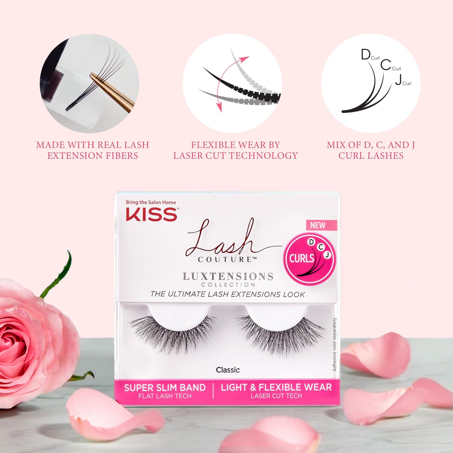 KISS Lash Couture LuXtensions Collection False Eyelashes, Flat Lash Technology, Super Slim Lash Band, Real Lash Extension Fibers, Reusable, Style Beauty & Personal Care KISS