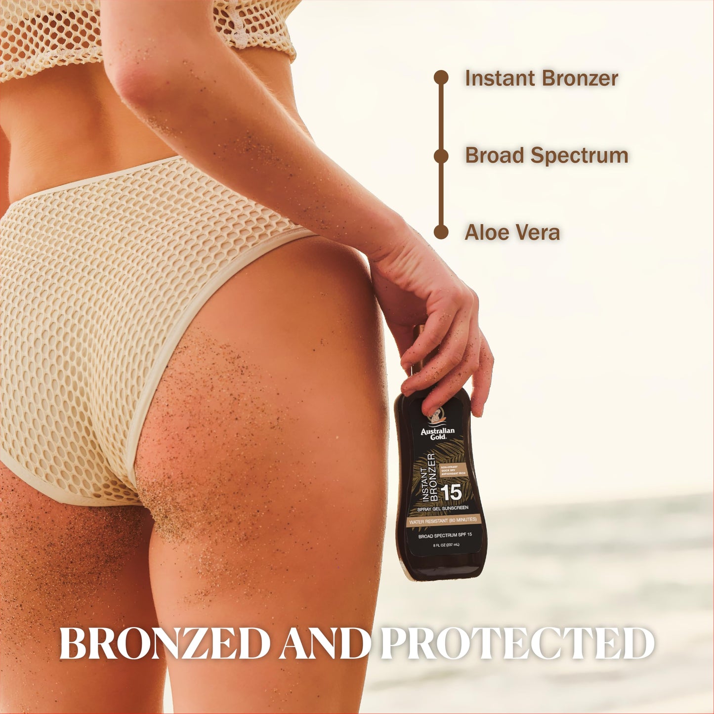 Australian Gold Spray Gel Sunscreen with Instant Bronzer SPF 15, 8 Ounce | Moisturize & Hydrate Skin | Broad Spectrum | Water Resistant | Non-Greasy Beauty & Personal Care Australian Gold