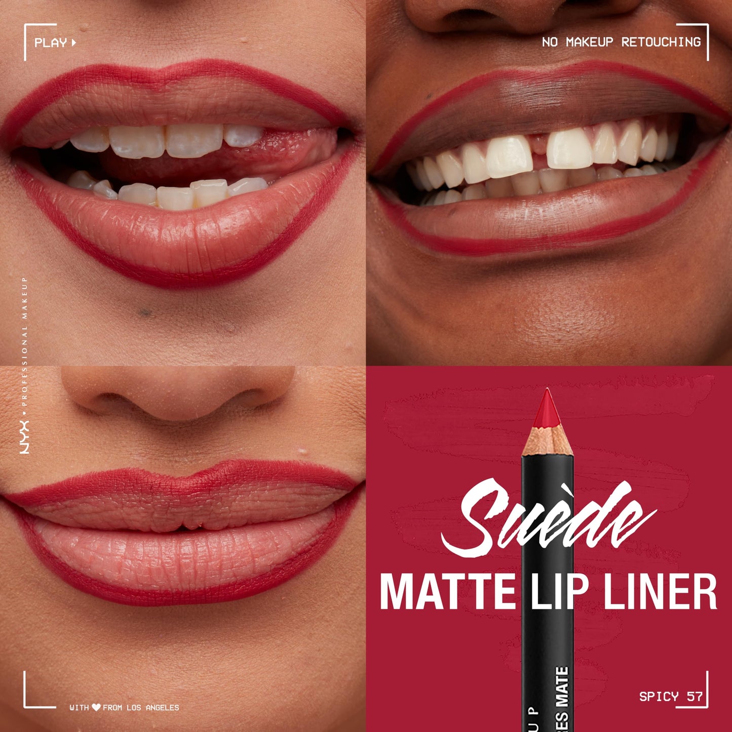 NYX PROFESSIONAL MAKEUP Suede Matte Lip Liner, Velvety-Smooth, Long-Lasting Formula For A Defined Lip Makeup Look - Spicy (Red) Beauty & Personal Care NYX PROFESSIONAL MAKEUP