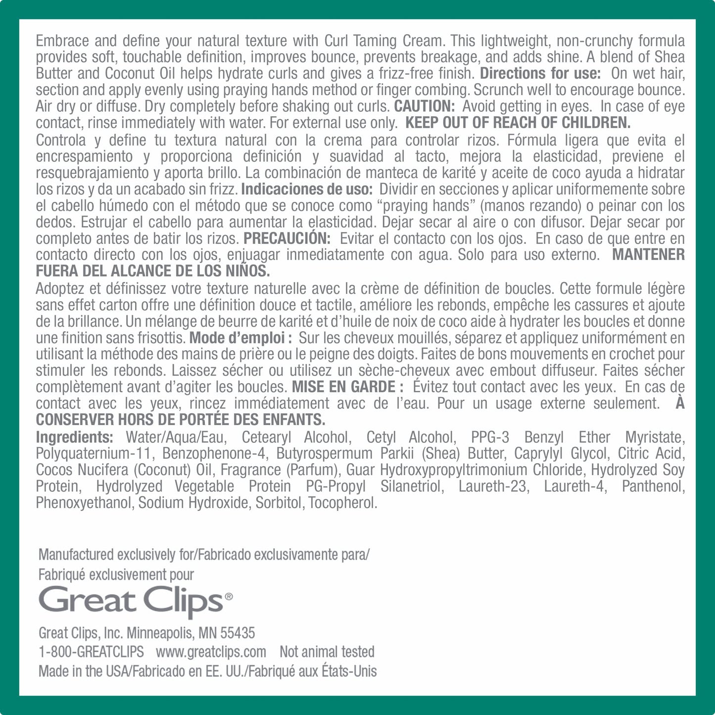 GREAT CLIPS Solutions Curl Taming Cream, 6oz | Enhance & Define Curls | For a Tame and Polished Look Beauty & Personal Care GREAT CLIPS