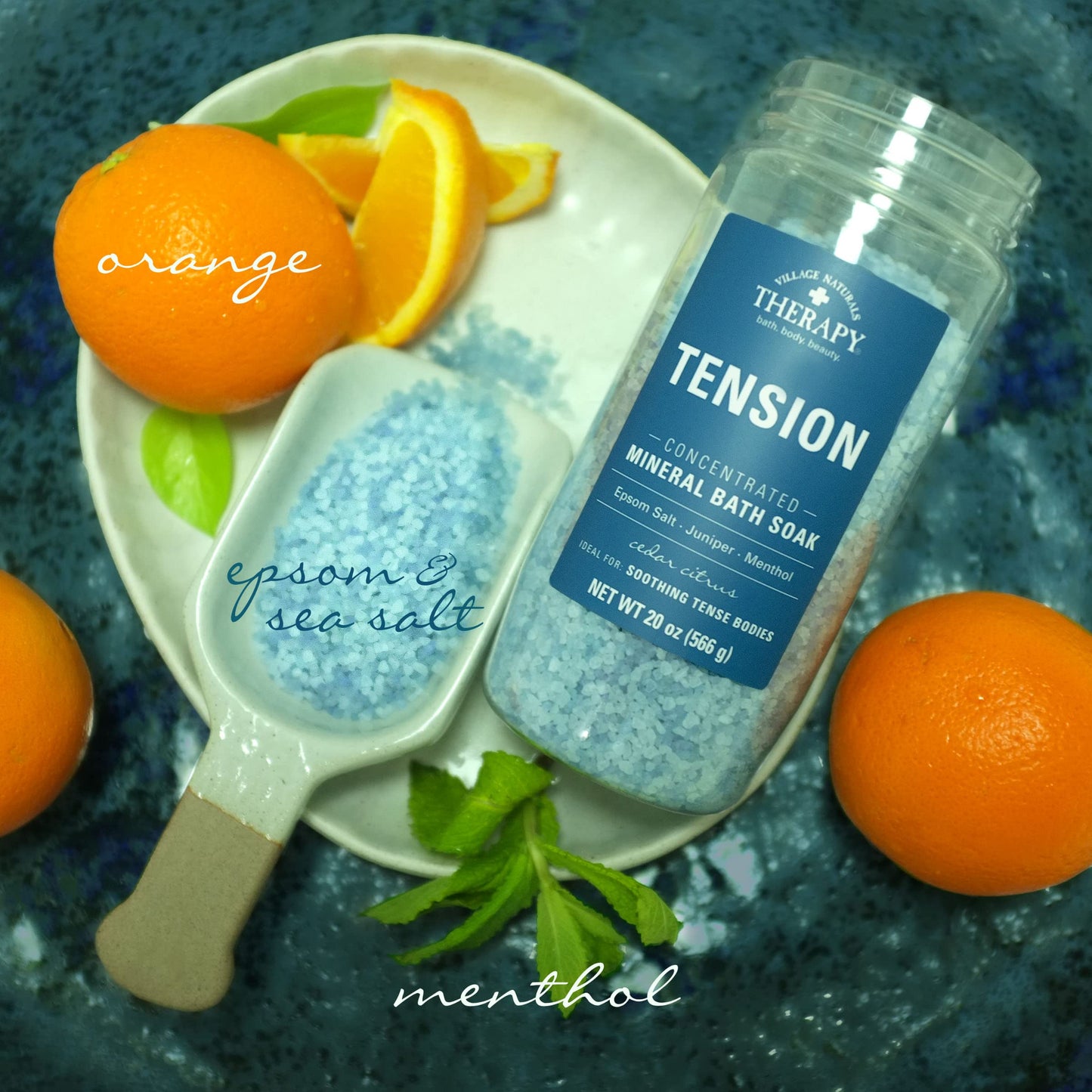 Village Naturals Therapy Tension Concentrated Mineral Bath Soak, Cedar Citrus Scent, 20 Oz, Pack of 3 Beauty and Personal Care Village Naturals Therapy