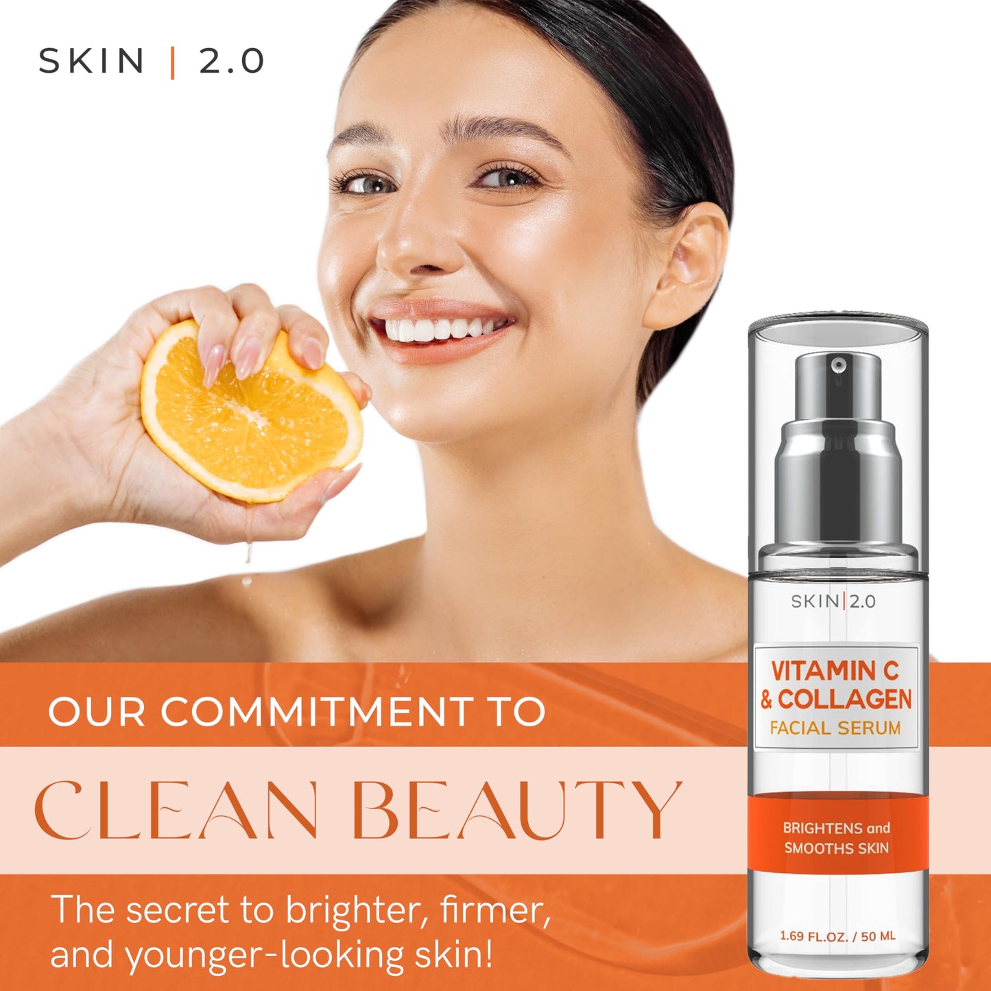 Skin 2.0 Vitamin C Serum - Dermatologist Tested, Anti-Aging & Dark Spot Remover - Brightening, Clean Beauty, Cruelty-Free, Korean Skincare for Glass Beauty & Personal Care Skin 2.0