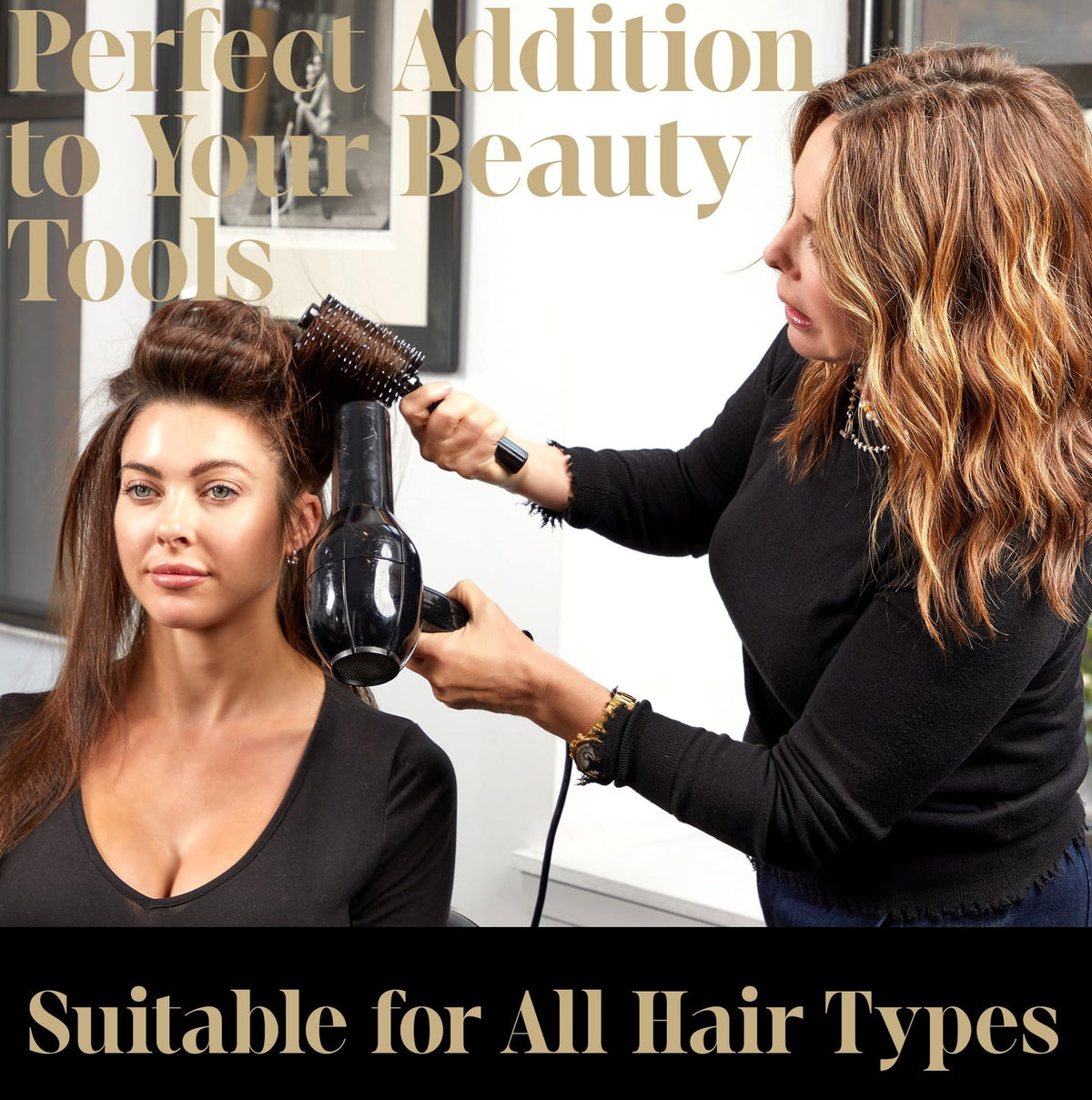 SALLY HERSHBERGER Medium Round Brush for Men & Women - Premium, Salon-Tested, Volumizing and Smoothing Barrel Hair Brush - For Styling & Blow Drying