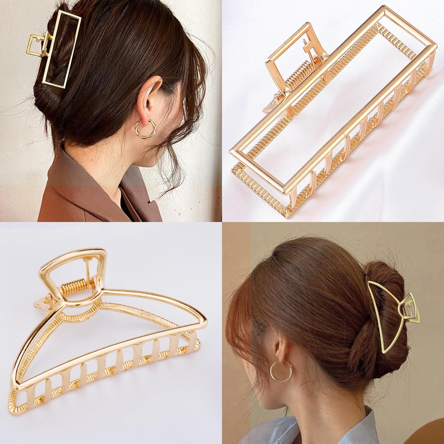 Mehayi 3 PCS Large Gold Metal Hair Claw Clips for Women Girls, Cute Alloy Big Hair Clamps Strong Hold for Thick Thin Hair, Fashion Hair Accessories Beauty & Personal Care Mehayi