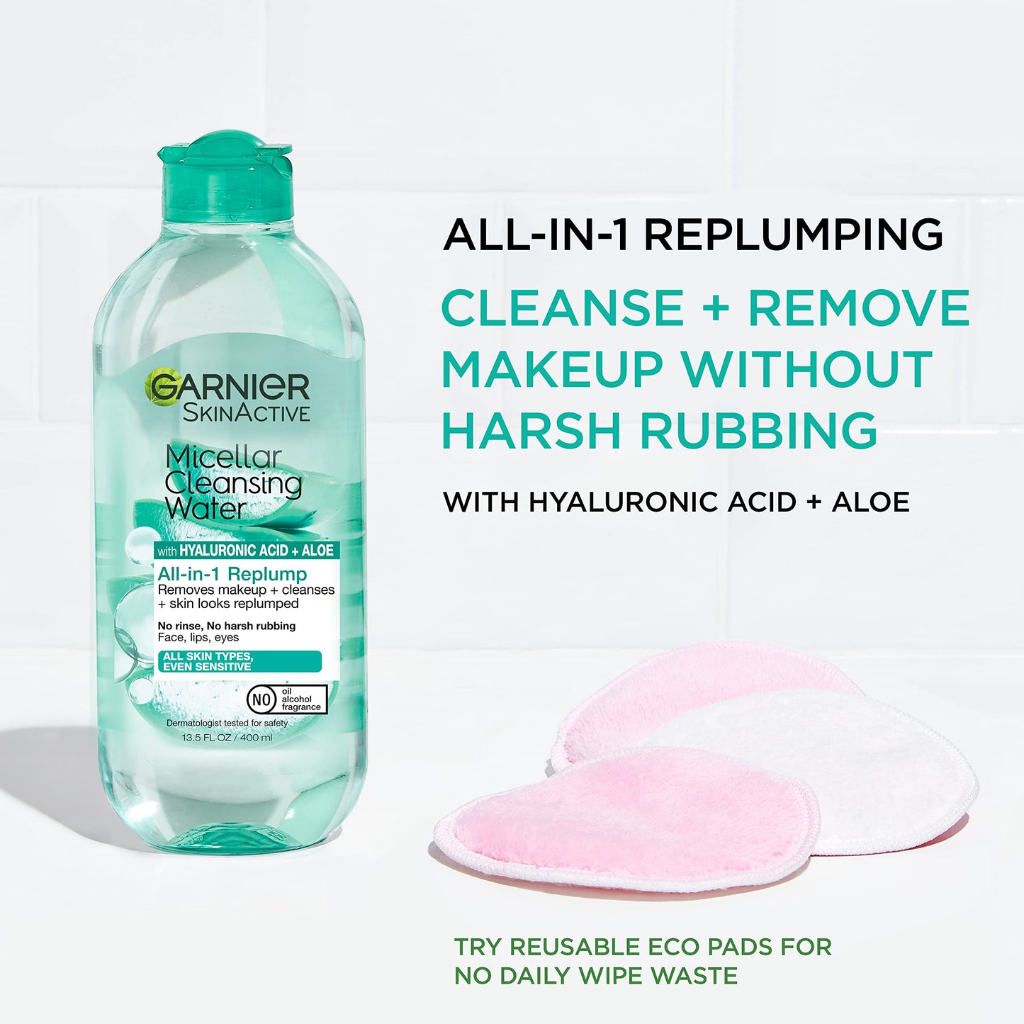 Garnier Micellar Water with Hyaluronic Acid, Facial Cleanser & Makeup Remover, Hydrating and Plumping, For All Skin Types, Vegan, Cruelty Free, 13.5 Beauty & Personal Care Garnier