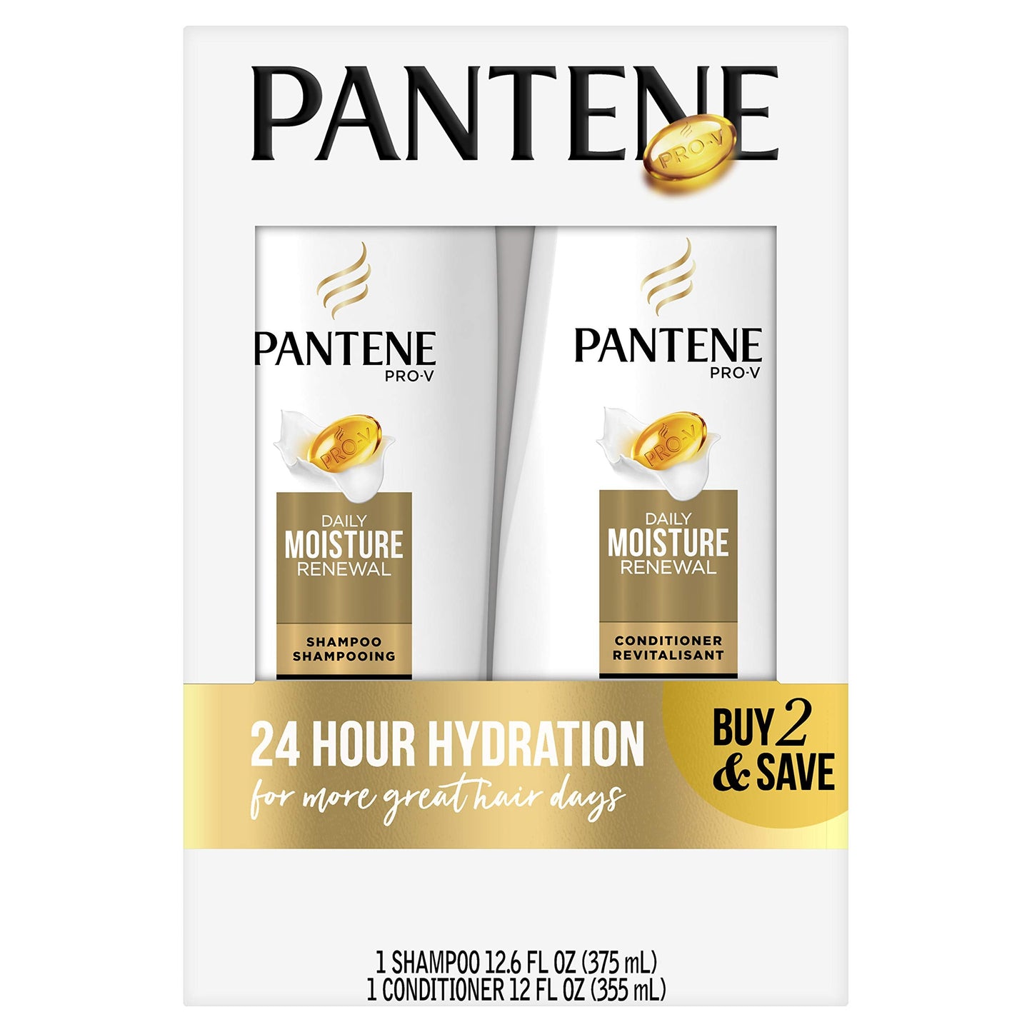 Pantene Daily Moisture Renewal Duo set, 12.6 Oz Shampoo and 12 Oz Conditioner Beauty & Personal Care Pantene