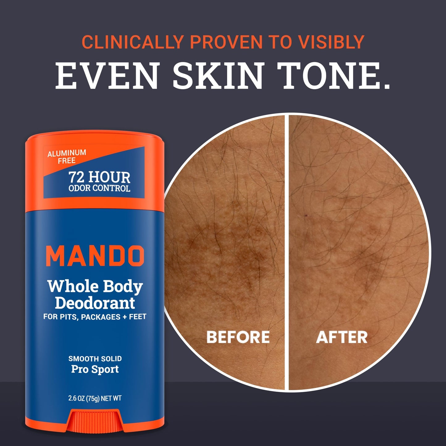 Mando Whole Body Deodorant For Men - Smooth Solid Stick - 72 Hour Odor Control - Aluminum Free, Baking Soda Free, Skin Safe - 2.6 ounce (Pack of 2) Beauty and Personal Care Mando