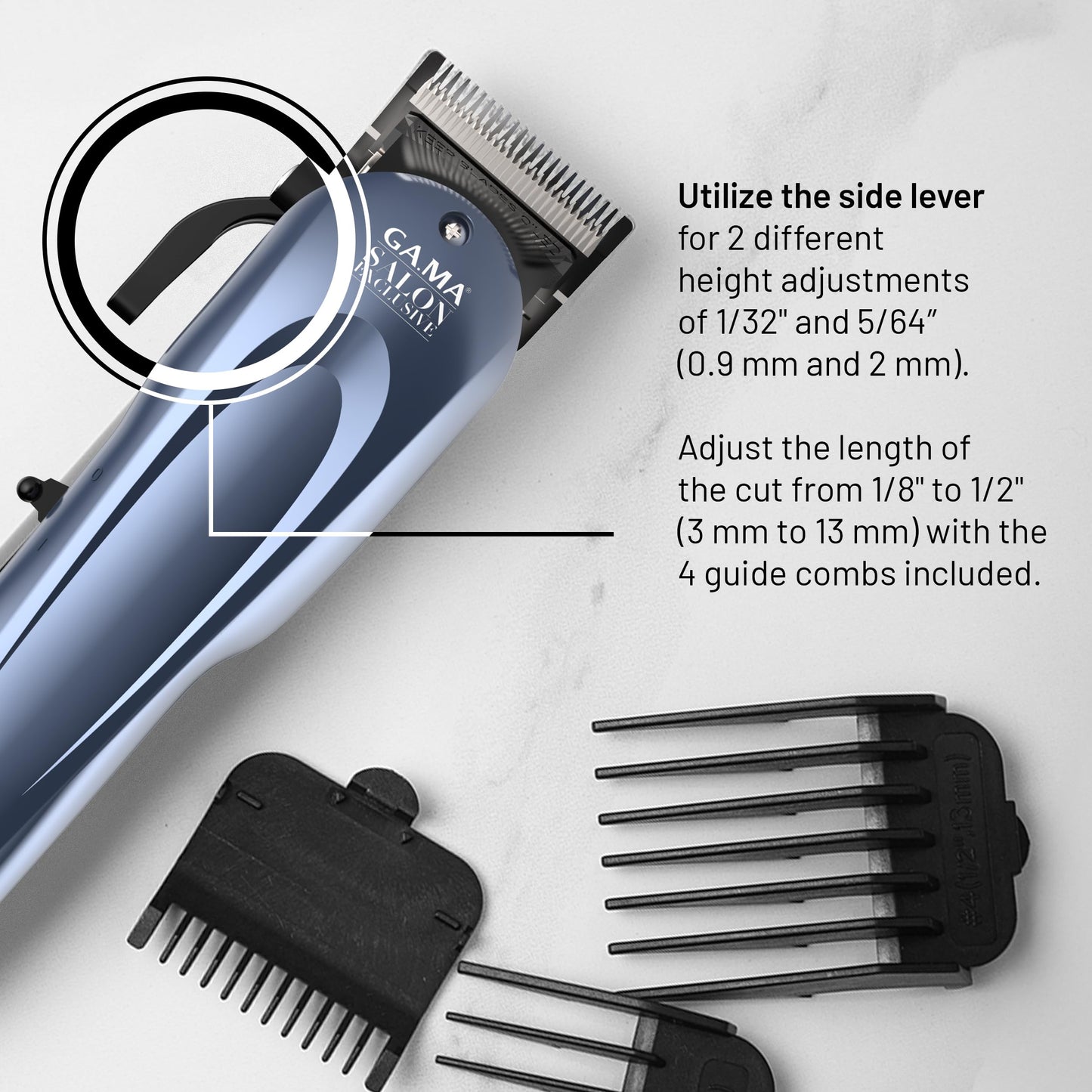 GA.MA GC910 Hair Clipper, Corded or Cordless, Ultra-Sharp Stainless Steel Blade, 2-Hour Fast Charging, Adjustable Cutting Lengths, Blue Beauty and Personal Care GA.MA ITALY PROFESSIONAL