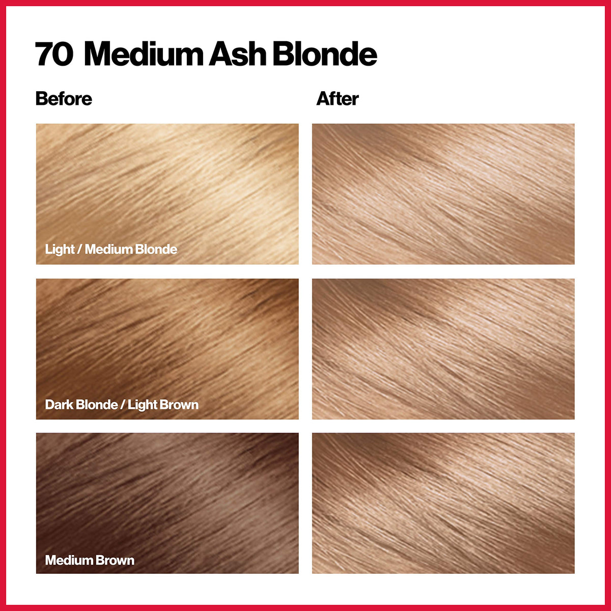 Revlon Permanent Hair Color, Permanent Hair Dye, Colorsilk with 100% Gray Coverage, Ammonia-Free, Keratin and Amino Acids, 70 Medium Ash Blonde, 4.4 Beauty & Personal Care REVLON