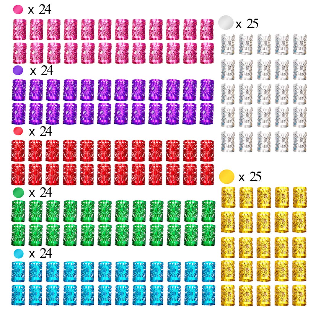 Messen 170 Pieces Dreadlocks Beads Multicolor Aluminum Dread Locks Metal Cuffs Hair Decoration Braiding Hair Jewelry (Not Break Easily) Beauty & Personal Care Messen
