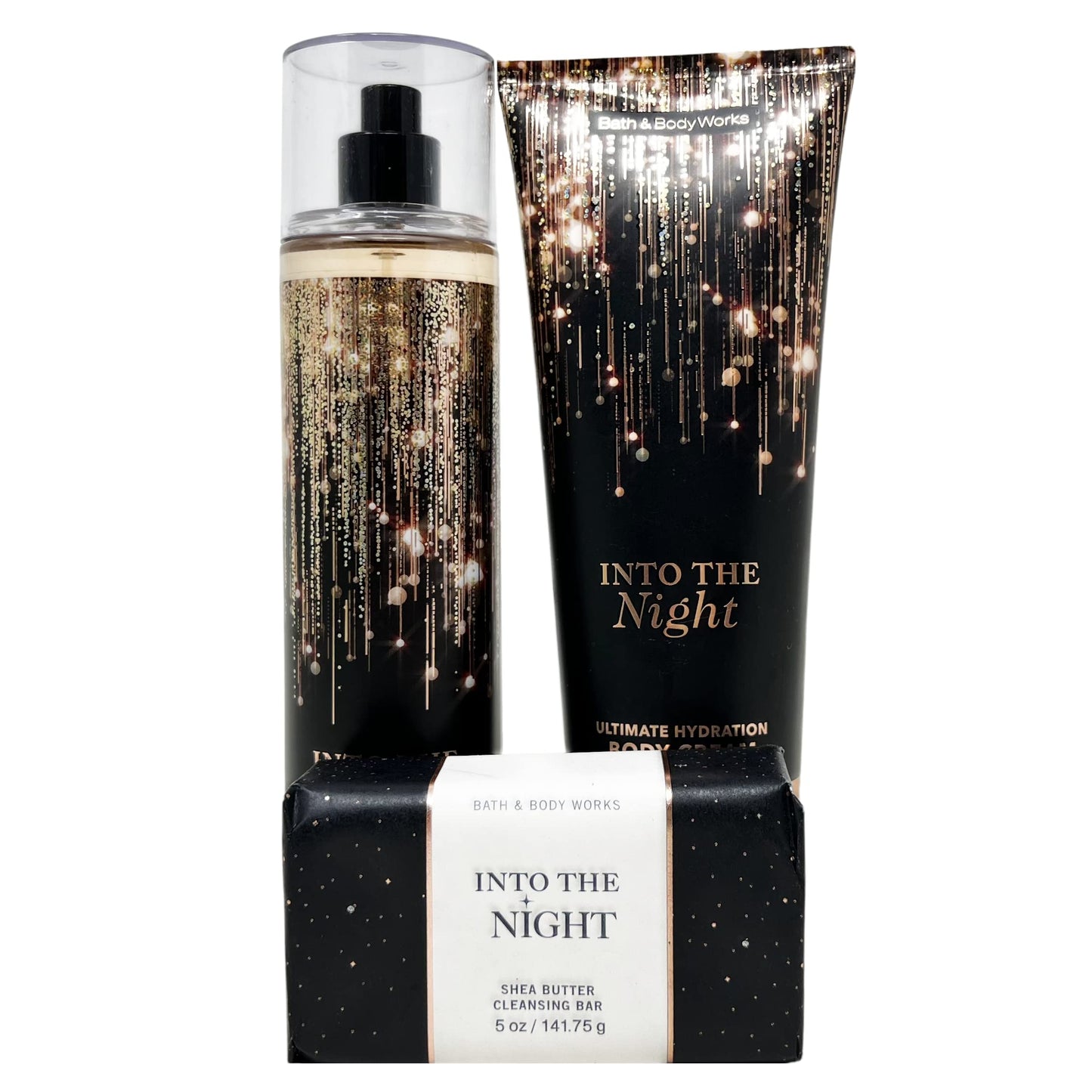 GIFT SET INTO THE NIGHT - Includes Fine Fragrance Mist, Ultimate Hydration Body Cream and Shea Butter Cleansing Bar - FULL SIZE Beauty and Personal Care Bath