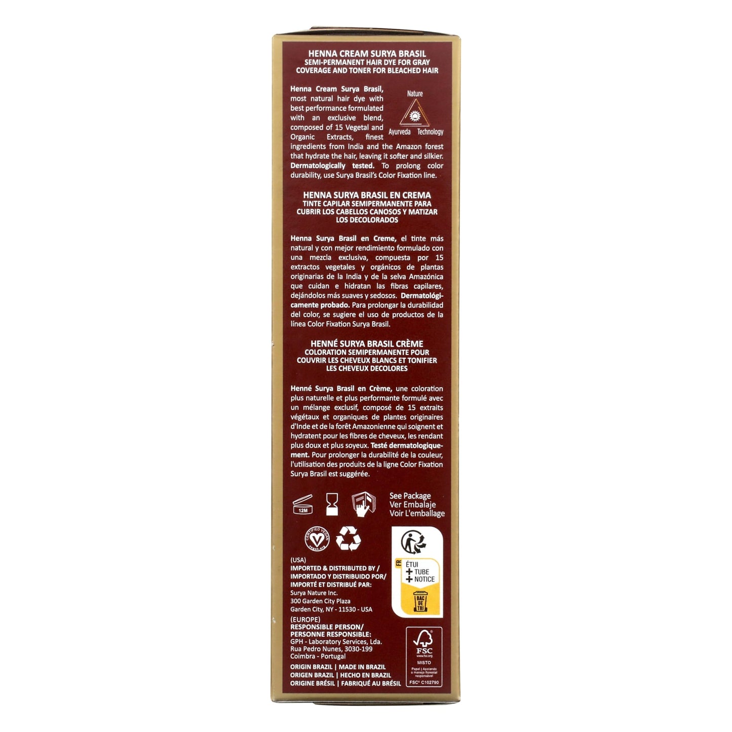 Surya Brasil Henna Cream Hair Color Treatment, Copper, 2.37 oz / 70 ml Beauty & Personal Care Surya Brasil