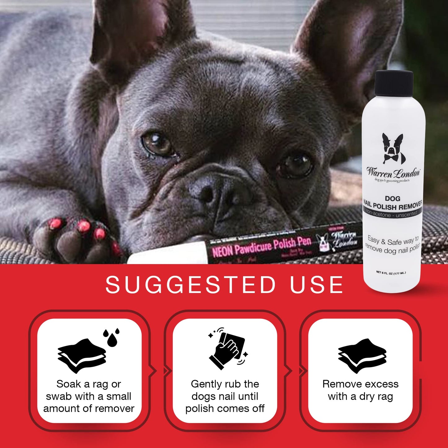Warren London - Dog Nail Polish Remover | Non Acetone Formula | Use with Pawdicure Polish Pens & Other Pet Nail Polish | Made in USA Beauty & Personal Care Warren London