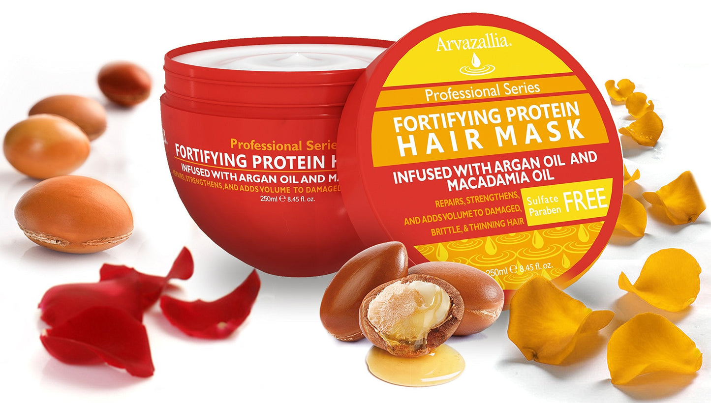 Arvazallia Fortifying Protein Hair Mask and Deep Conditioner with Argan Oil and Macadamia Oil Hair Repair Treatment for Damaged, Brittle, or Thinning Beauty & Personal Care Arvazallia