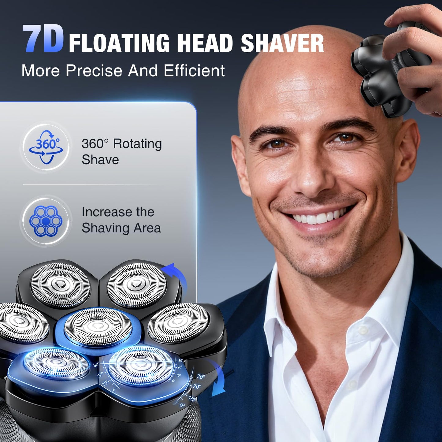 kensen PRO 7D Head Shavers for Bald Men - 2026 New Dual Speed Electric Shaver, Bald Head Shaver with Magnetic Shaver Head IPX6 Waterproof Wet/Dry Use Beauty and Personal Care kensen
