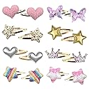 8 Pairs/16 Pack Hair Clips for Girls, Gingbiss Butterfly Metal Snap Hair Clips, Cute Girls Barrettes Heart Shaped Hair Clips Accessories for Kids Beauty & Personal Care Gingbiss
