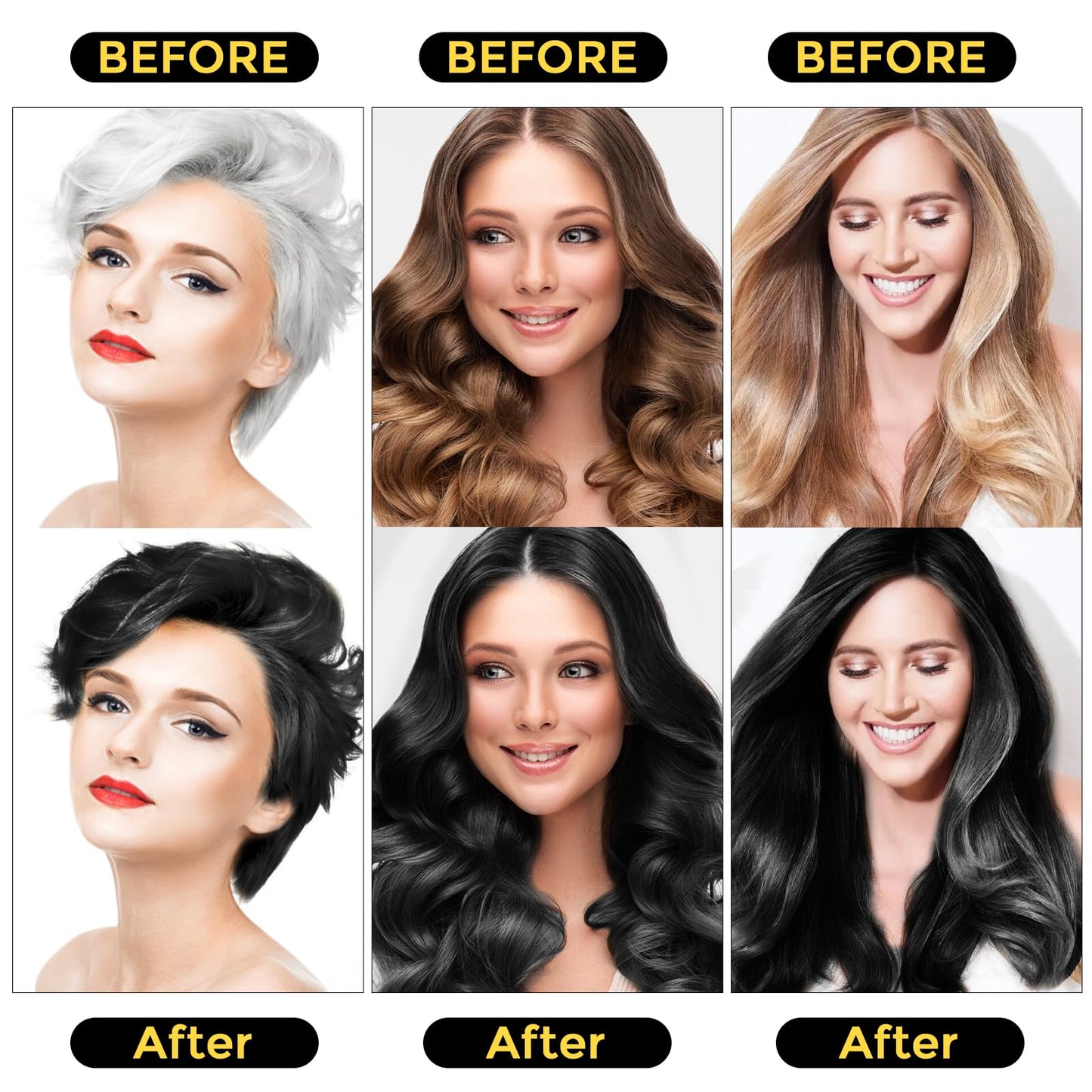 Sminktec Hair Dye Shampoo 3 in 1 for Gray Hair, Herbal Ingredients Natural Shampoo Hair Dye for Women Men (Black) Beauty and Personal Care Sminktec